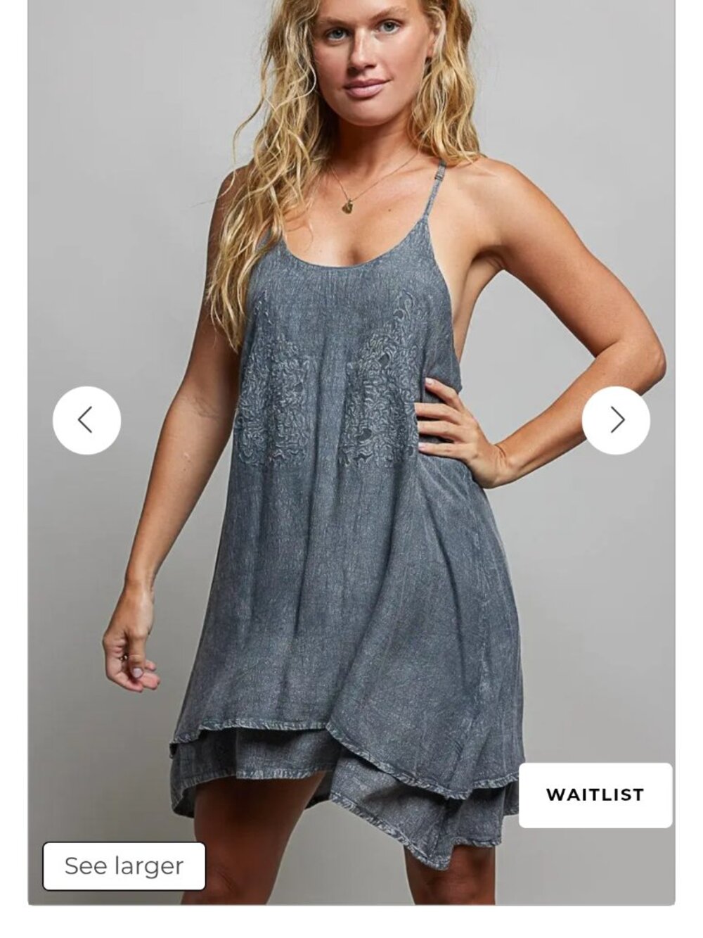 POL Embroidered Adjustable Strap Mini Dress, Size Small